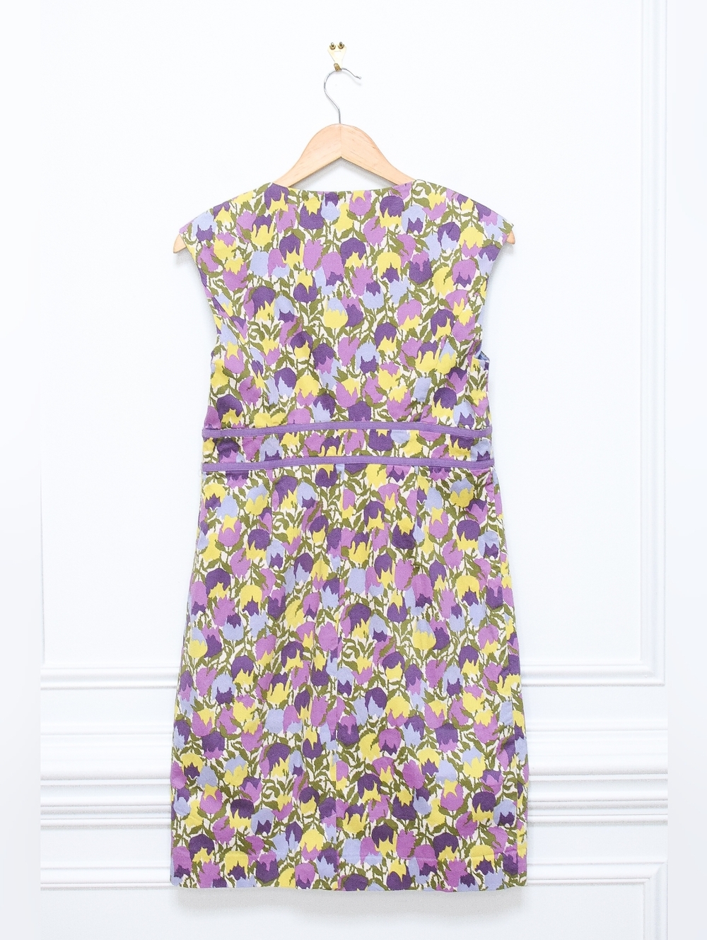 Boden Valentine Tulip Dress Floral Sheath Midi Purple Sz 8 Pastel Coquette Retro - Picture 5 of 8